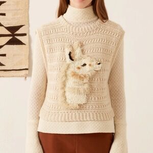 ALIX OF BOHEMIA Oona Llama Crochet Vest Handcrafted Boho Whimsy Wool Top M NWT